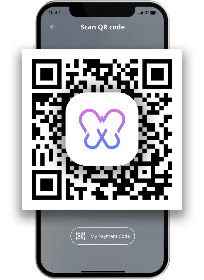 Download X Wallet App and Scan X Pay QR code at the store.