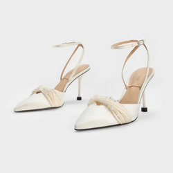 Charles & Keith Leda 串珠緞面高踭鞋